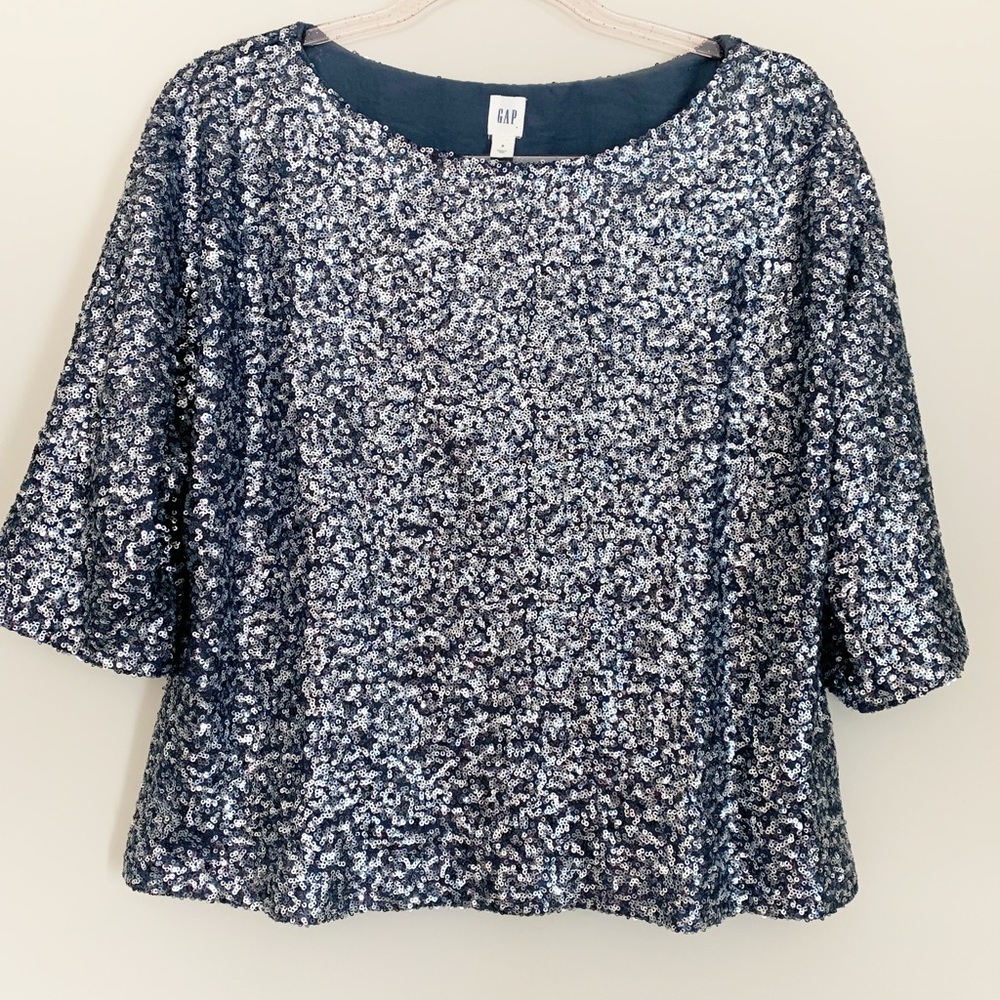 Gap Blue Sequin Top